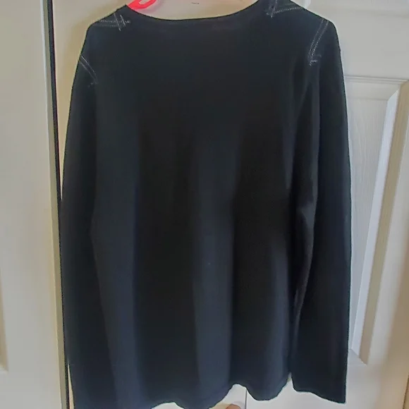 BANANA REPUBLIC EXTRA FINE MERINO MENS PULL OVER SWEATER. XL. DIAMOND  BLK WHT - Picture 6 of 6